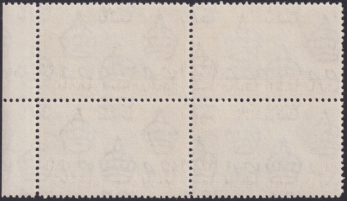 Falkland Islands 1944 KGVI 6d Slate-Black + Deep Sepia Block Mint SG155a cat £32