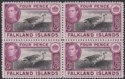 Falkland Islands 1944 KGVI 4d Black and Purple Block of 4 Mint SG154