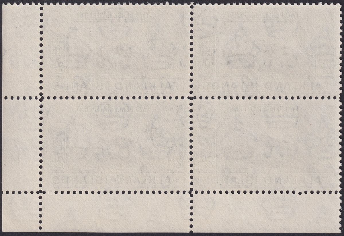Falkland Islands 1949 KGVI 2½d Black and Blue Plate 1-2 Block of 4 Mint SG152
