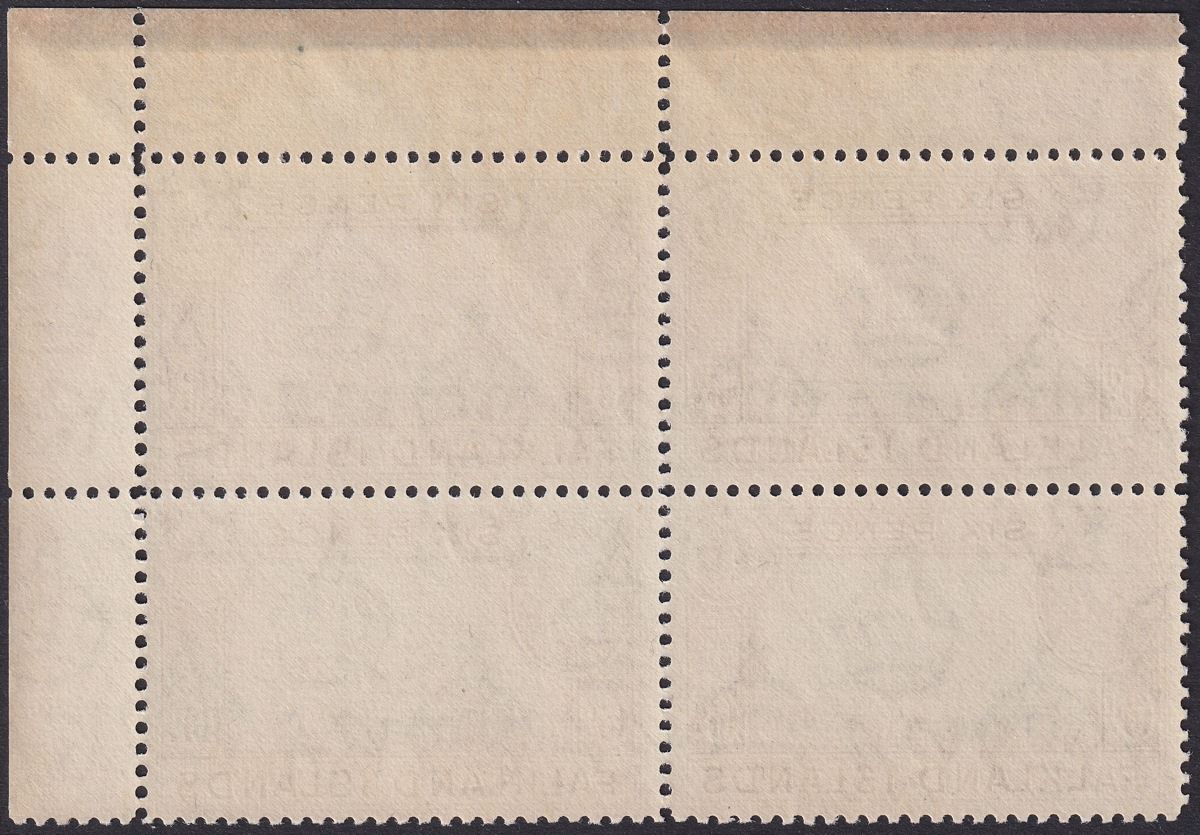 Falkland Islands 1944 KGVI 6d Slate-Black + Deep Sepia Block Mint SG155a cat £32