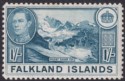 Falkland Islands 1938 KGVI 1sh Dull Greenish Blue Mint SG158a cat £60