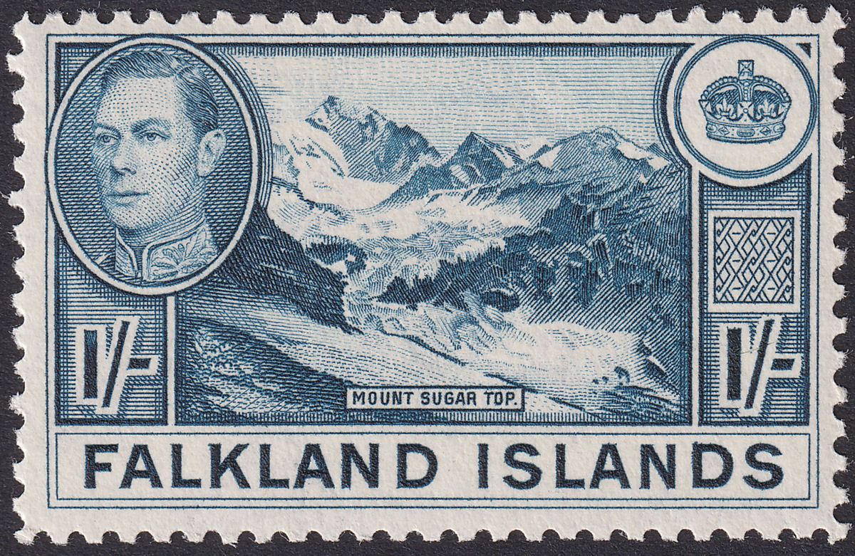 Falkland Islands 1948 KGVI 1sh Deep Dull Blue Mint SG158c cat £90