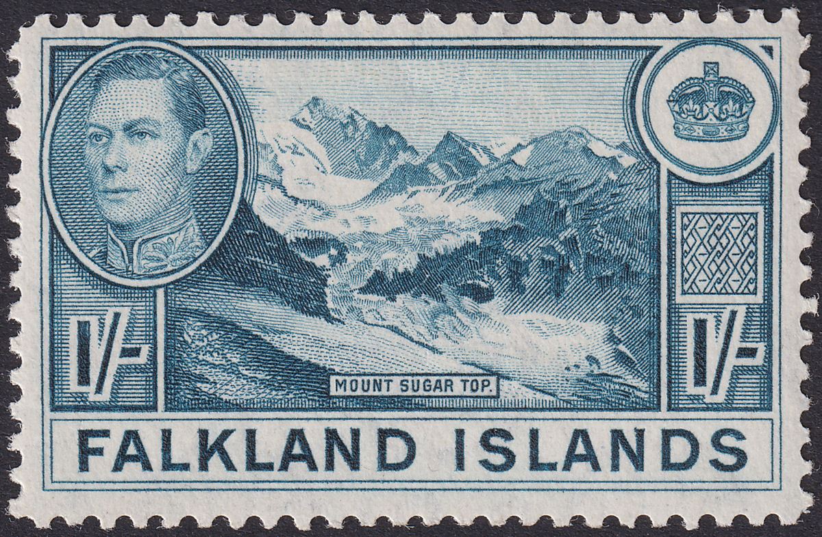 Falkland Islands 1944 KGVI 1sh Dull Blue UM Mint SG158b cat £38