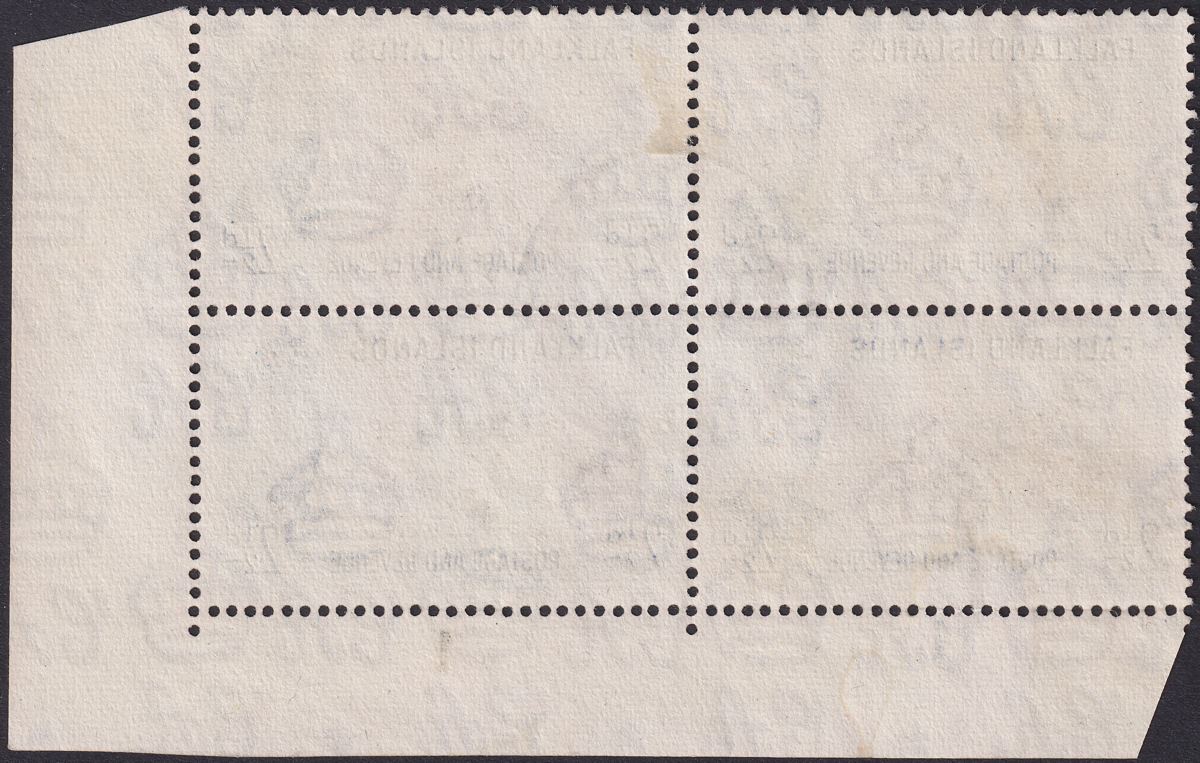 Falkland Islands 1959 KGVI 2½d Black + Ultram Plate 1-1 Block of 4 Used SG175