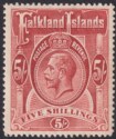 Falkland Islands 1912 KGV 5sh Deep Rose-Red Mint SG67 cat £130