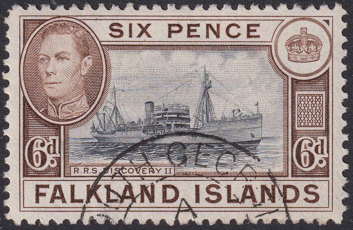 Falkland Islands used South Georgia 1938 KGVI 6d Black and Brown Used SG Z81