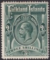 Falkland Islands 1912 KGV 3sh Slate-Green Mint SG66 cat £100 small tones