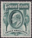 Falkland Islands 1904 KEVII 3sh Green Mint SG49 cat £190