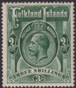 Falkland Islands 1923 KGV 3sh Slate-Green Mint SG80 cat £110