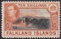 Falkland Islands 1938 KGVI 10sh Black and Orange-Brown Mint SG162 cat £200
