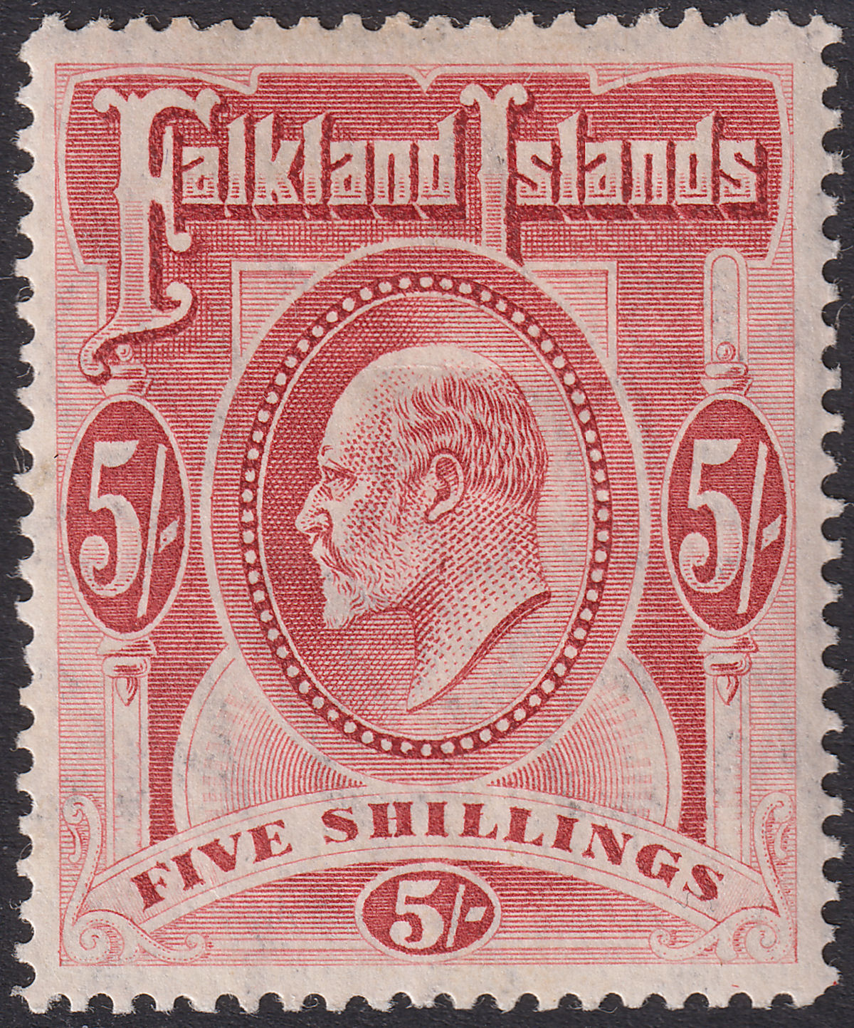 Falkland Islands 1904 KEVII 5sh Red Mint SG50 cat £225
