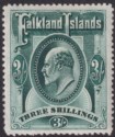 Falkland Islands 1907 KEVII 3sh Deep Green Mint SG49b cat £160