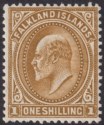 Click for more photos and details Falkland Islands 1904 KEVII 1sh Brown Mint SG48 cat £50