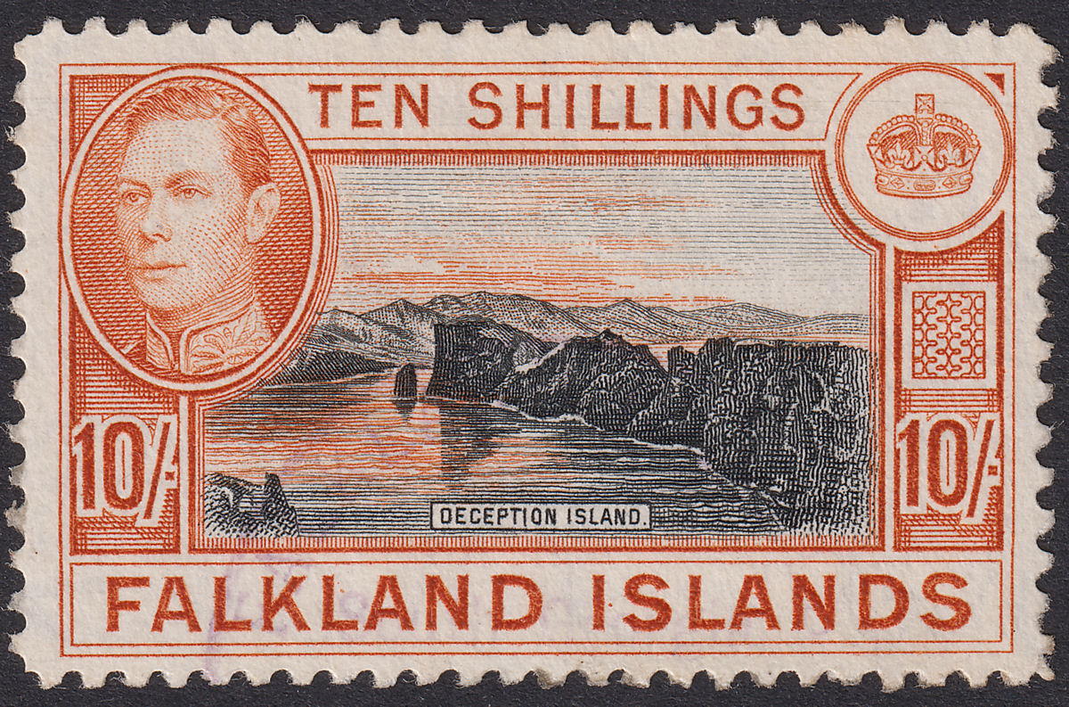 Falkland Islands used South Georgia 1938 KGVI 10sh Used SG Z86a cat £100