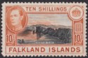 Click for more photos and details Falkland Islands used South Georgia 1938 KGVI 10sh Used SG Z86a cat £100