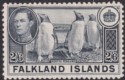 Click for more photos and details Falkland Islands 1938 KGVI Penguins 2sh6d Slate Mint SG160 second printing