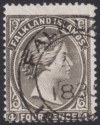 Falkland Islands 1894 QV 4d Brownish Black wmk Reversed Used SG31 cat £425