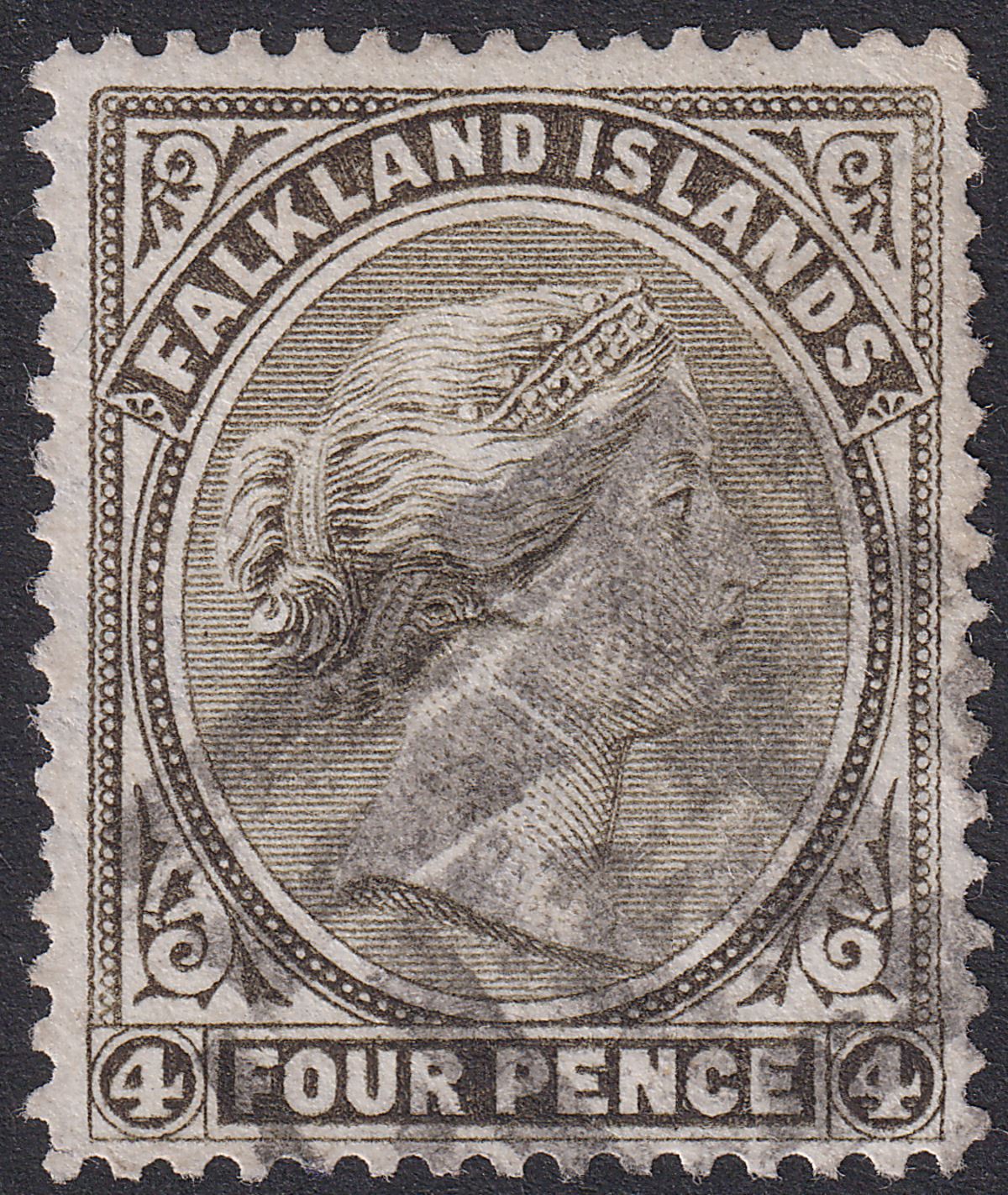 Falkland Islands 1885 QV 4d Pale Grey-Black wmk Crown to Left Used SG9 cat £90