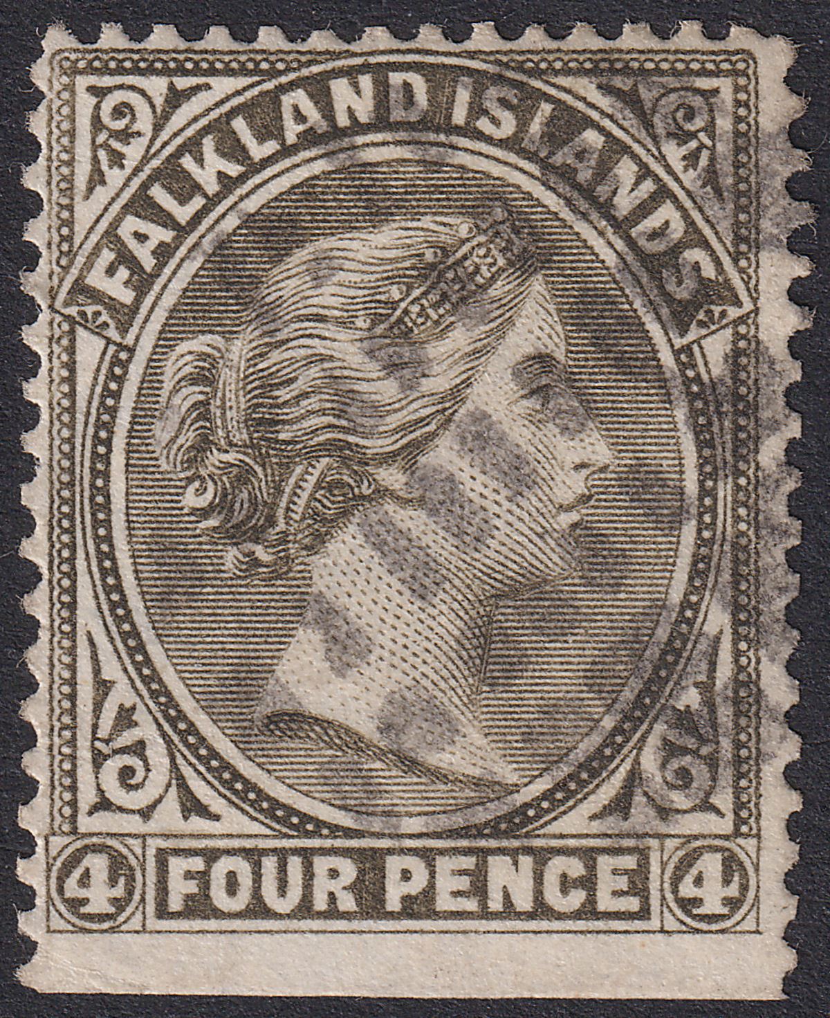 Falkland Islands 1887 QV 4d Grey-Black wmk Crown to Right Used SG10w cat £60