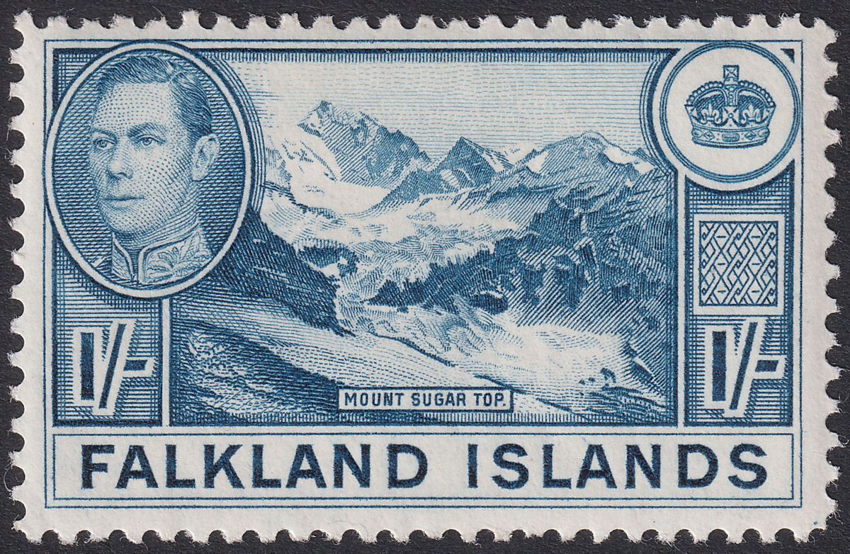 Falkland Islands 1937 KGVI 1sh Light Dull Blue Mint SG158