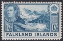 Click for more photos and details Falkland Islands 1937 KGVI 1sh Light Dull Blue Mint SG158