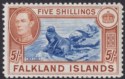 Falkland Islands 1938 KGVI 5sh Blue and Chestnut Mint SG161