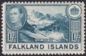 Click for more photos and details Falkland Islands 1938 KGVI 1sh Dull Greenish Blue Mint SG158a