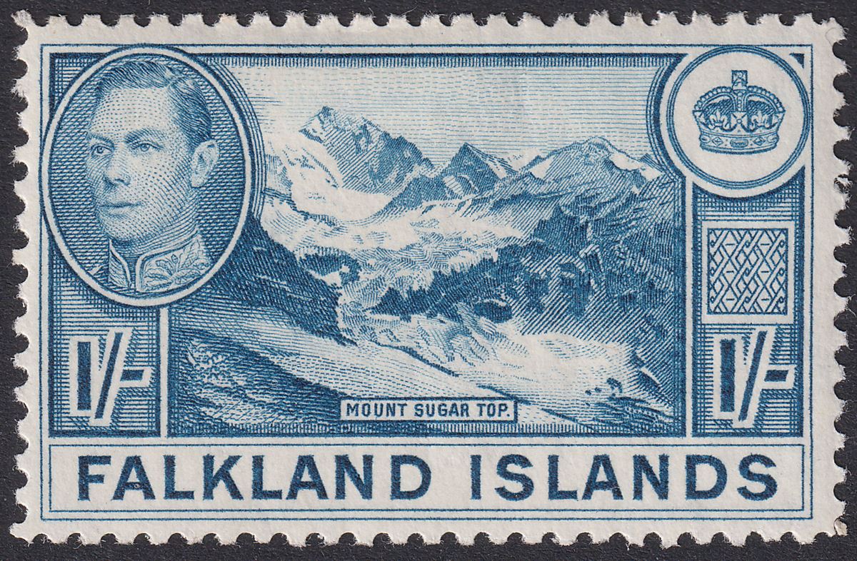 Falkland Islands 1937 KGVI 1sh Light Dull Blue Mint SG158