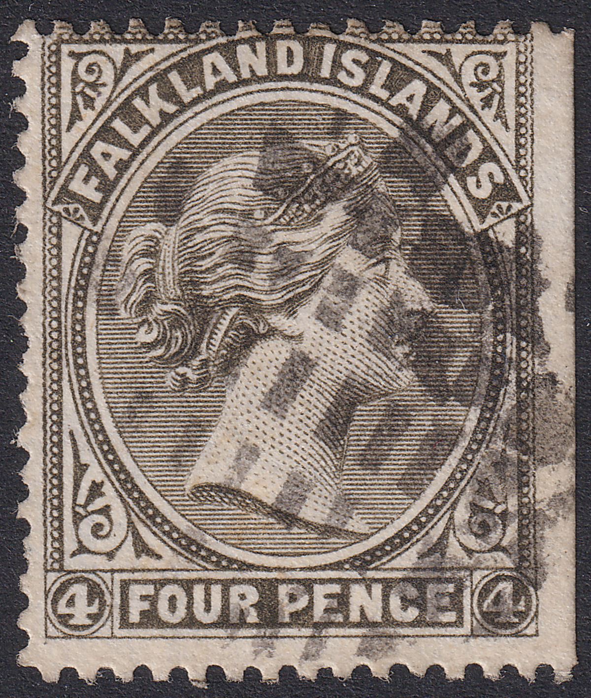 Falkland Islands 1887 QV 4d Grey-Black wmk Crown to Left Used SG10 cat £50