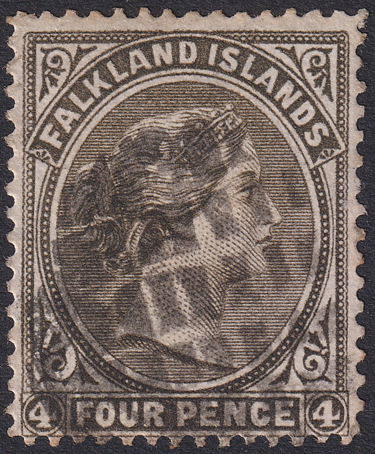 Falkland Islands 1887 QV 4d Grey-Black wmk Crown to Right Used SG10w cat £60