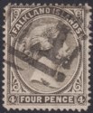 Falkland Islands 1885 QV 4d Pale Grey-Black wmk Crown to Right and Rev Used SG9y