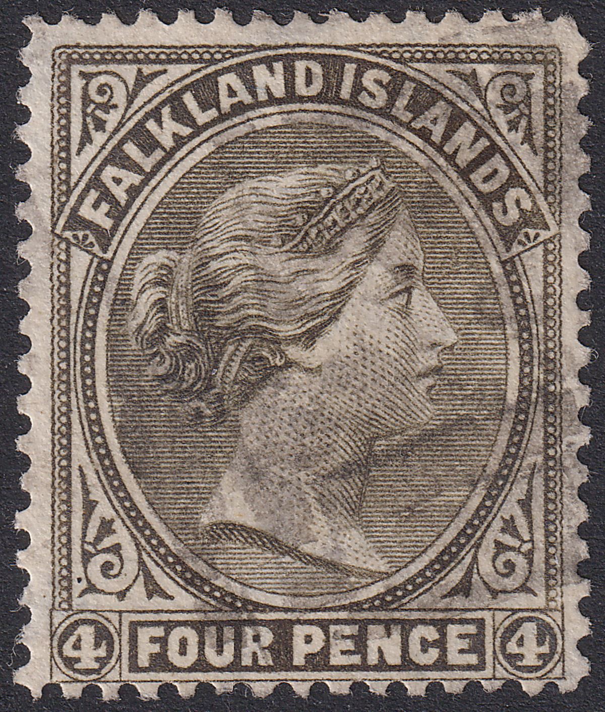 Falkland Islands 1885 QV 4d Grey-Black wmk Crown to Left and Rev Used SG10x