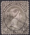 Click for more photos and details Falkland Islands 1885 QV 4d Pale Grey-Black wmk Crown to Right and Rev Used SG9y