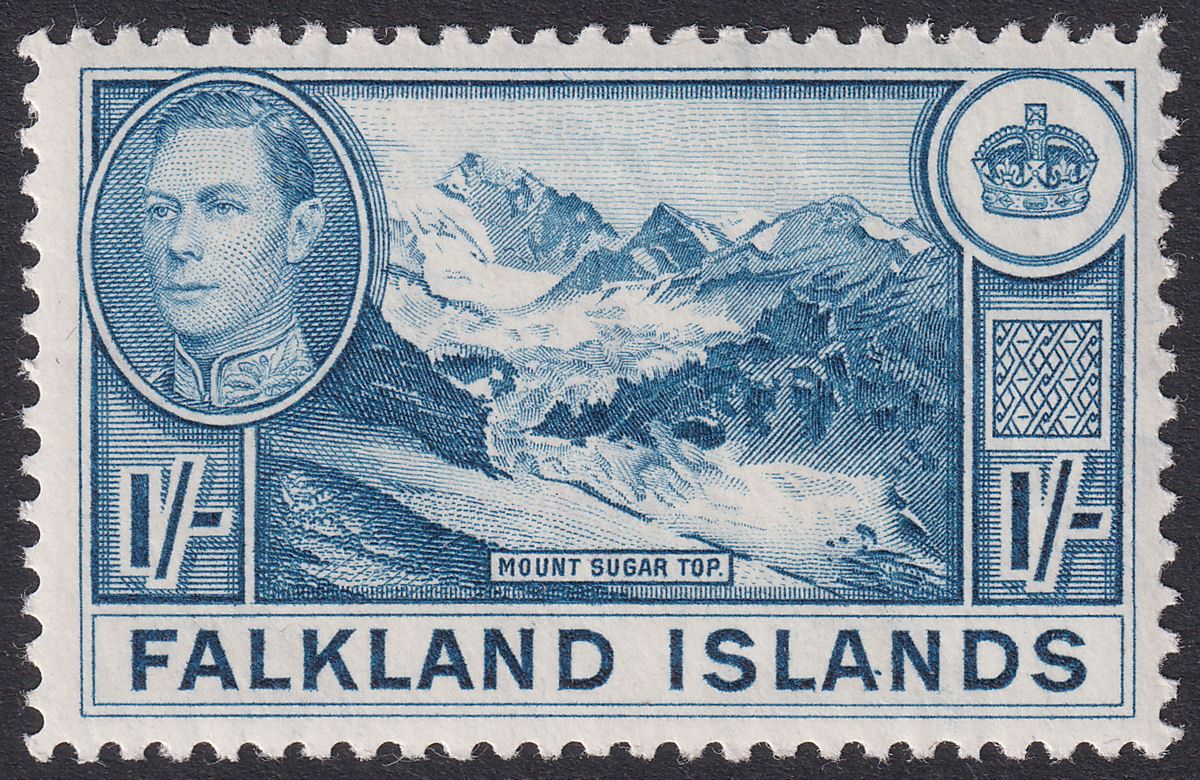 Falkland Islands 1937 KGVI 1sh Light Dull Blue Mint SG158 cat £75