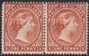 Falkland Islands 1894 QV 1d Orange-Brown wmk Reversed Pair Mint SG20 cat £130