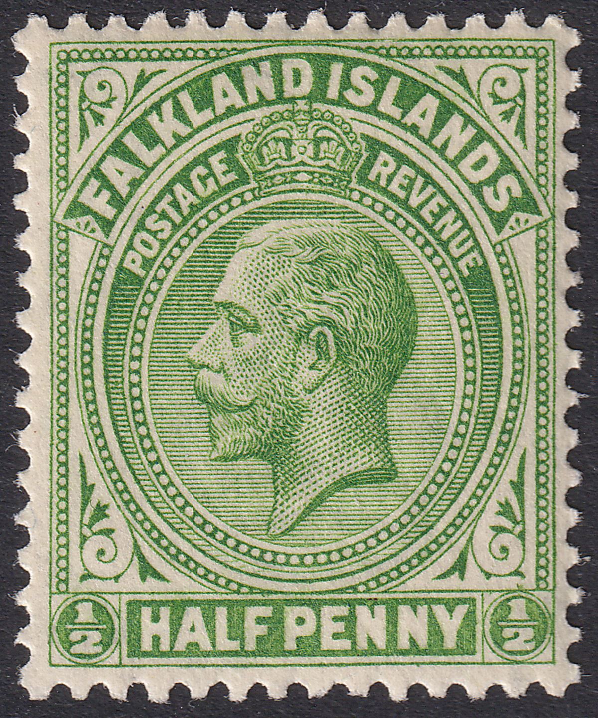 Falkland Islands 1921 KGV ½d Yellowish Green Mint SG73