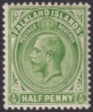 Click for more photos and details Falkland Islands 1921 KGV ½d Yellowish Green Mint SG73