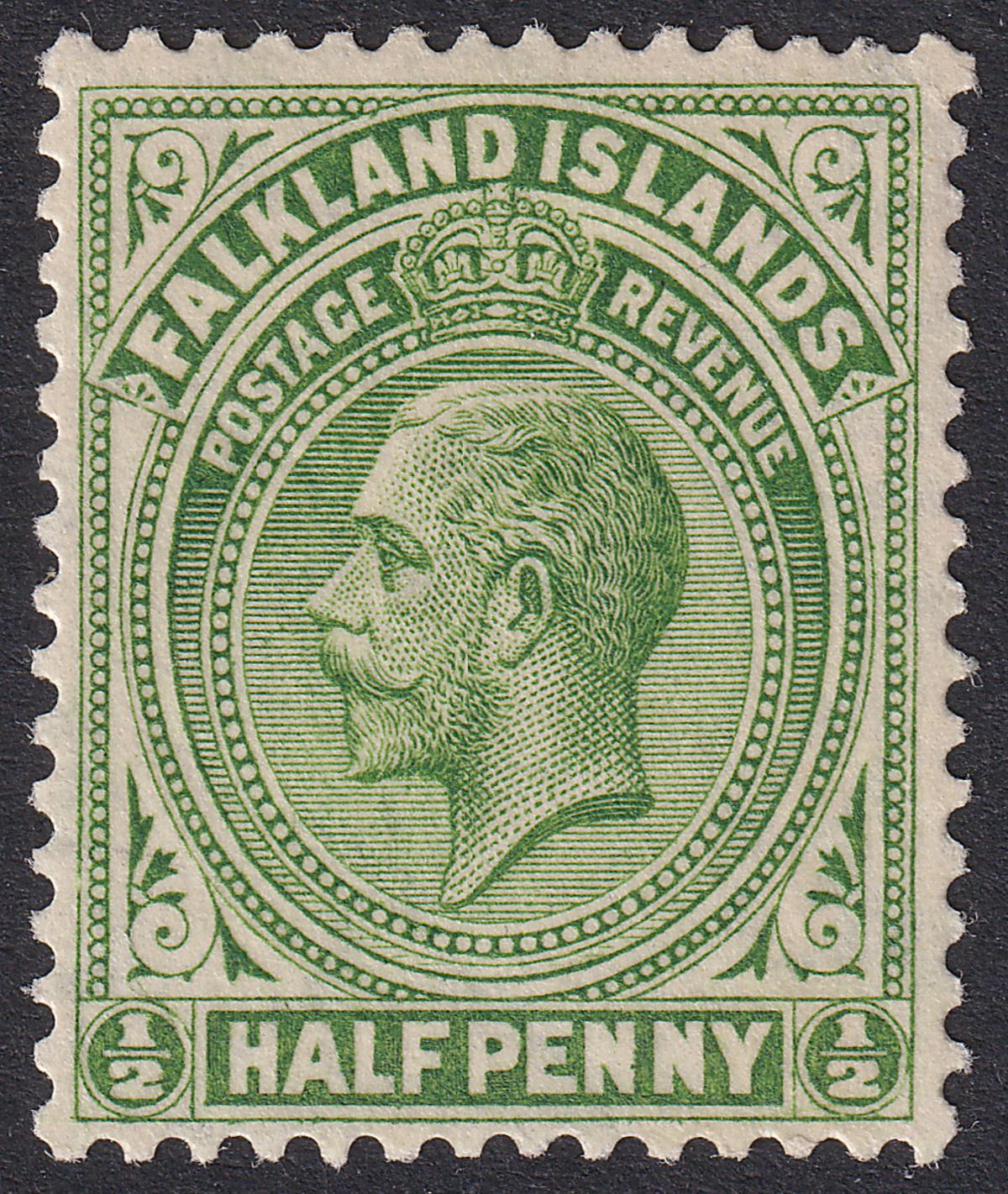 Falkland Islands 1921 KGV ½d Yellowish Green Mint SG73
