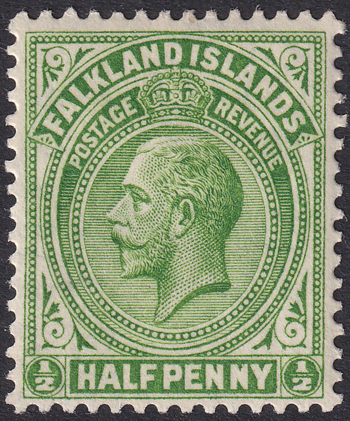 Falkland Islands 1921 KGV ½d Yellowish Green Mint SG73