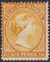 Falkland Islands 1891 QV 6d Orange-Yellow wmk Reversed Mint SG33x cat £90