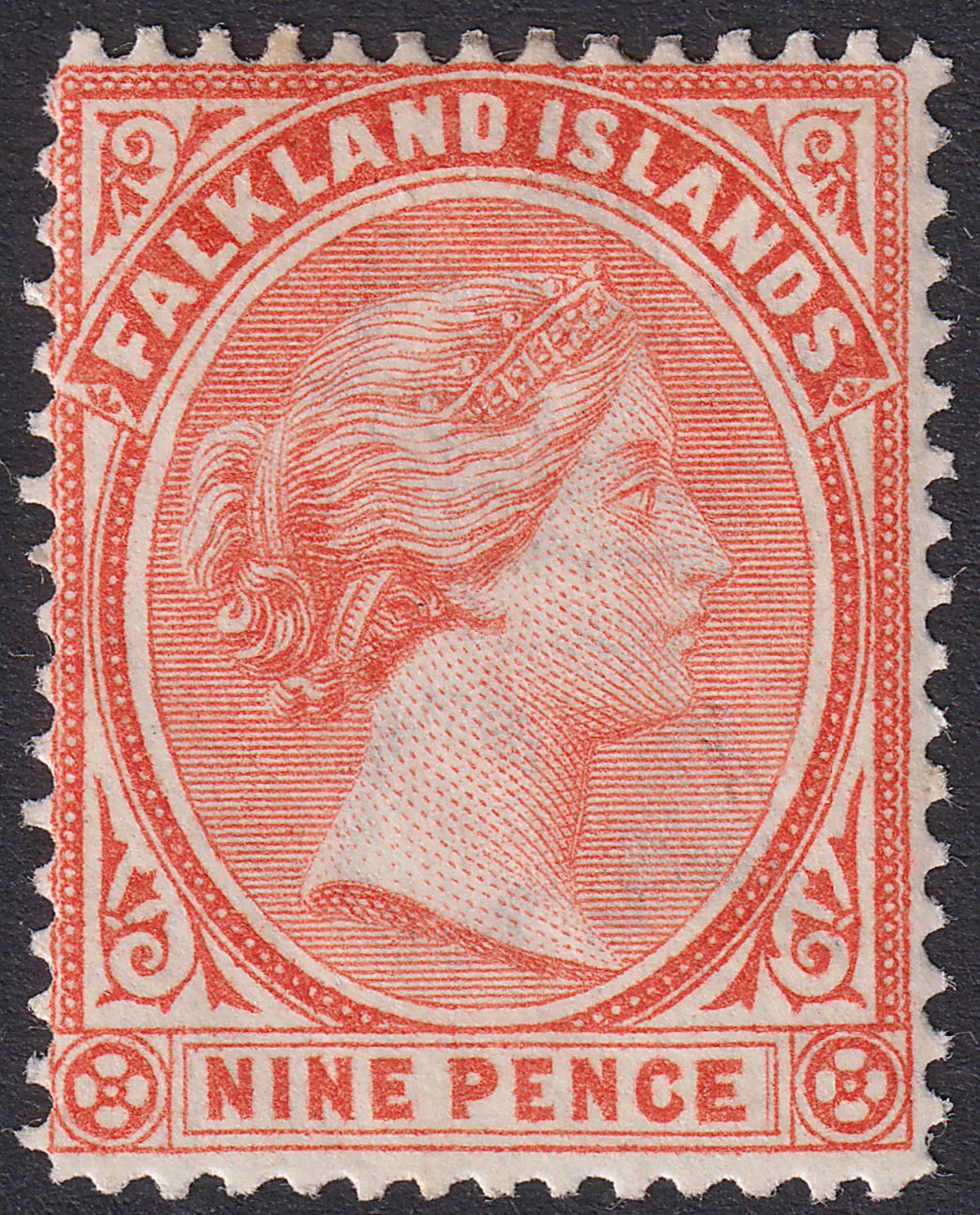 Falkland Islands 1896 QV 9d Salmon Mint SG36 cat £75