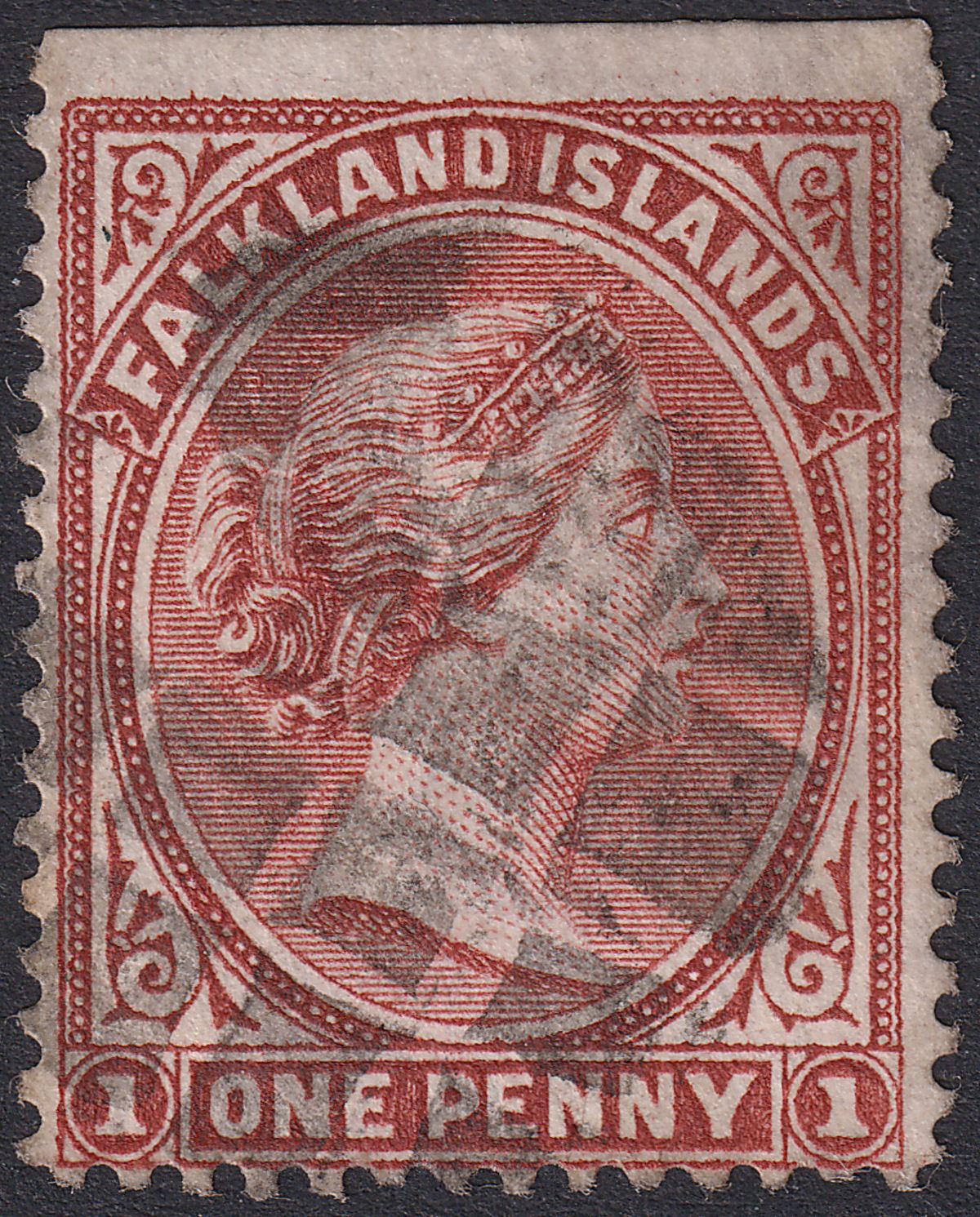 Falkland Islands 1889 QV 1d Red-Brown Used SG11 cat £95 with thinning