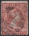 Falkland Islands 1889 QV 1d Red-Brown Used SG11 cat £95 with thinning