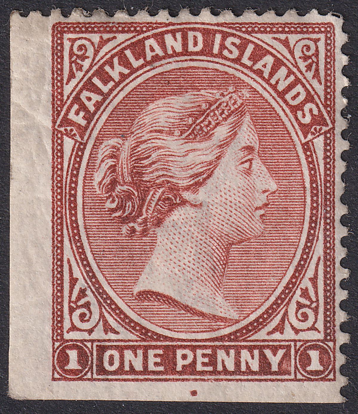 Falkland Islands 1889 QV 1d Red-Brown Mint SG11 cat £550 with THIN