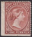 Falkland Islands 1889 QV 1d Red-Brown Mint SG11 cat £550 with THIN