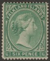 Click for more photos and details Falkland Islands 1878 QV 6d Blue-Green Mint SG3 cat £120