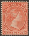 Click for more photos and details Falkland Islands 1895 QV 9d Pale Reddish Orange Mint SG35 cat £60