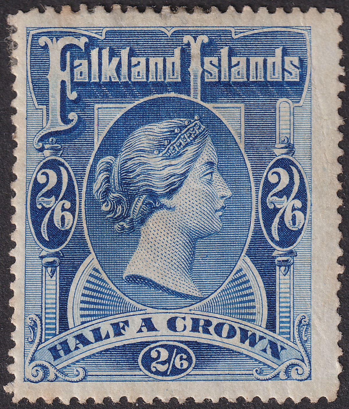 Falkland Islands 1898 QV 2sh6d Deep Blue Mint SG41 cat £275 tones