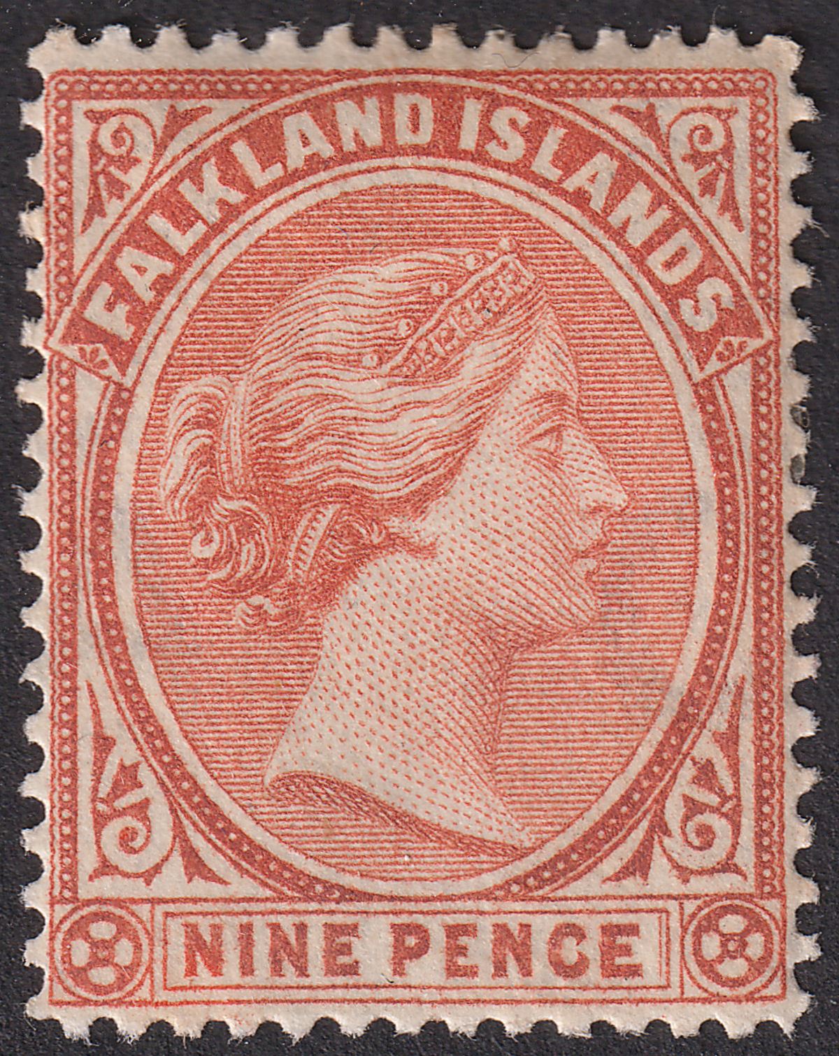 Falkland Islands 1896 QV 9d Salmon Mint SG36 cat £65
