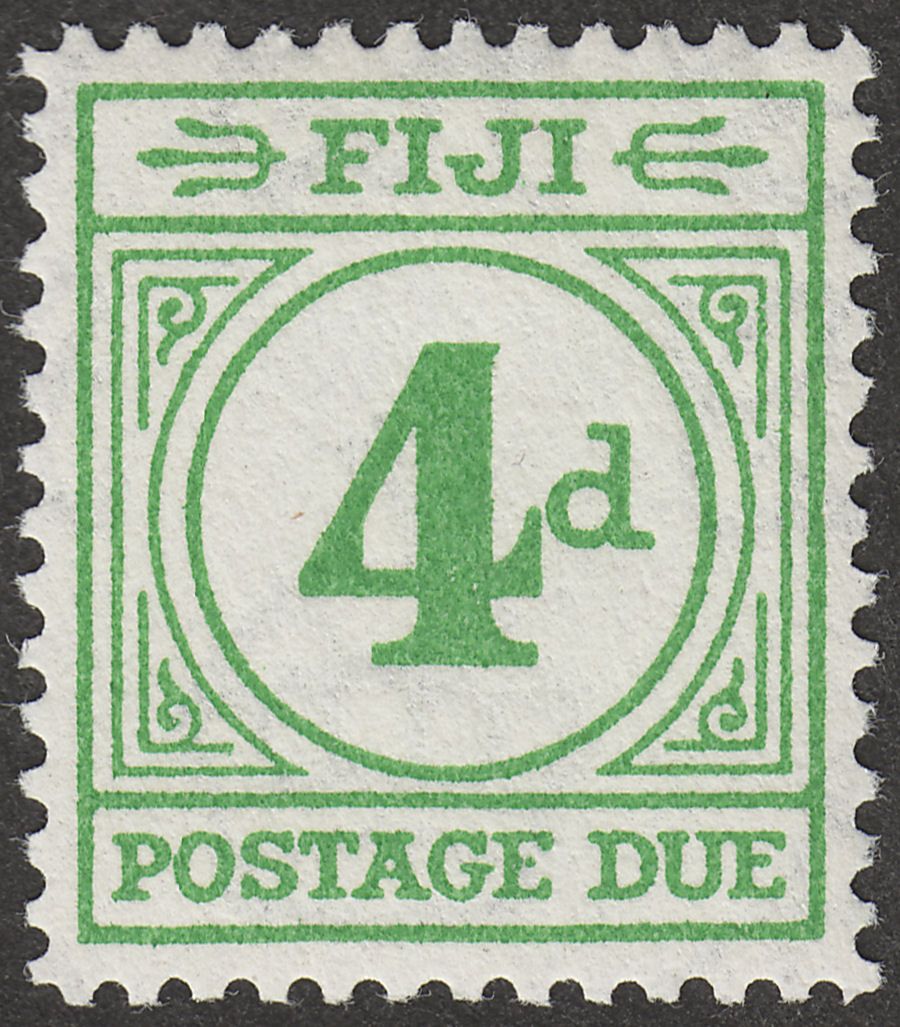 Fiji 1940 KGVI Postage Due 4d Emerald-Green Mint SG D14